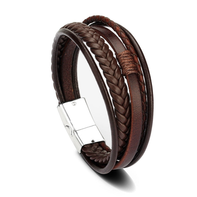 Peris Gems 3 Genuine Leather Braided Bracelet for Men SHEIN Amazon Temu