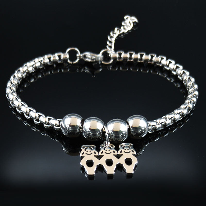 Peris Gems 3 girl Mother Daughter Stainless Steel Bracelet for Women SHEIN Amazon Temu