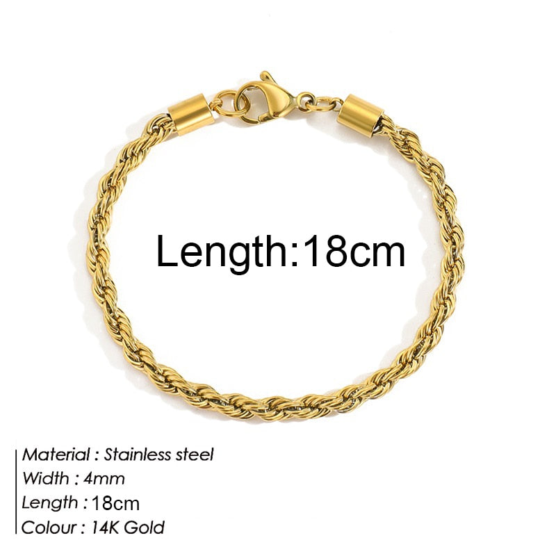 Peris Gems 3 Gold Twist Snake Chain Bracelet | Stainless Steel Bracelets SHEIN Amazon Temu