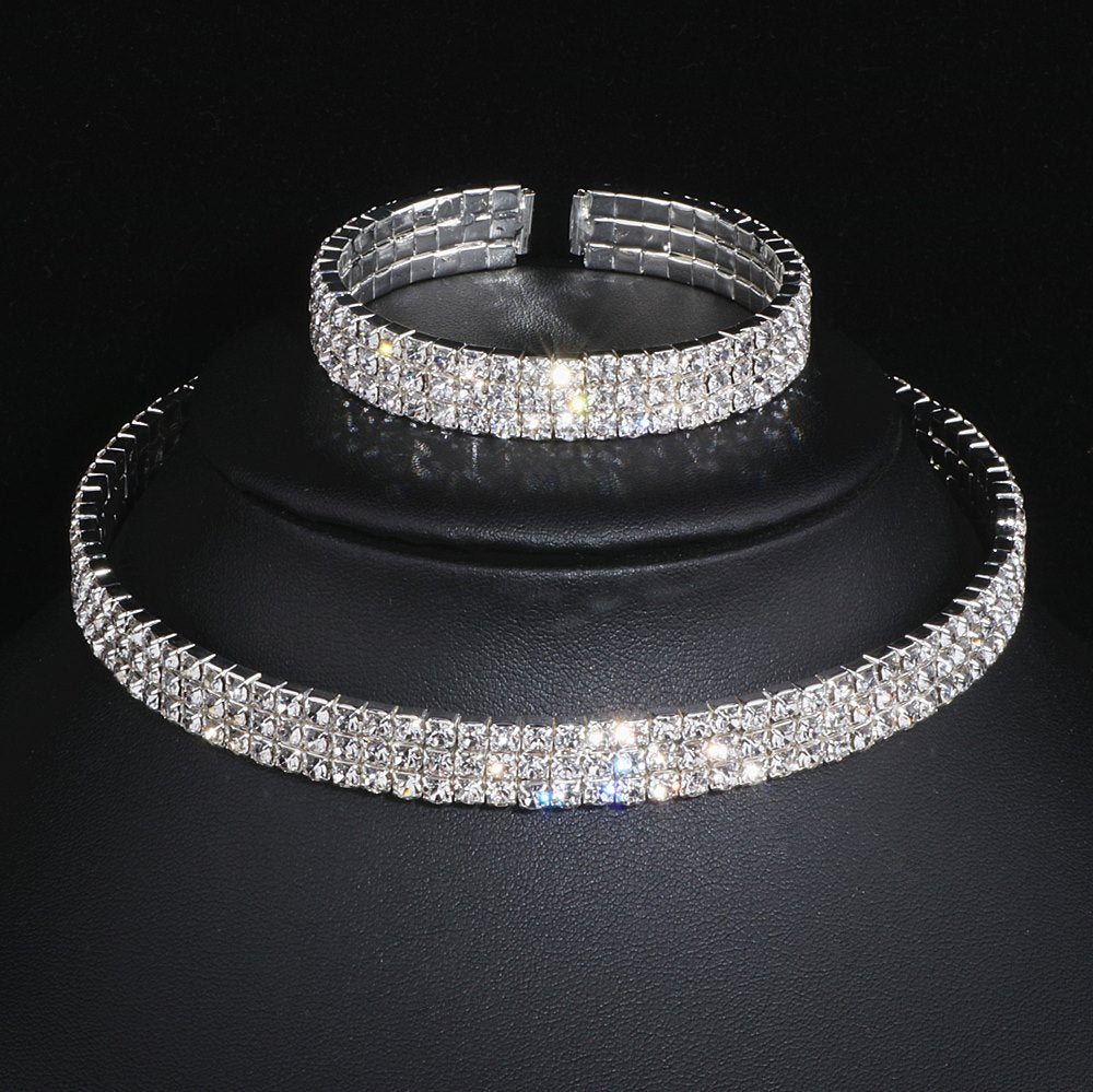Peris Gems 3 Lays Crystal Tassel Bridal Jewelry Sets for Women | Diamond Wedding Set Crystal Tassel Bridal Jewelry Sets for Women | Wedding Set SHEIN Amazon Temu