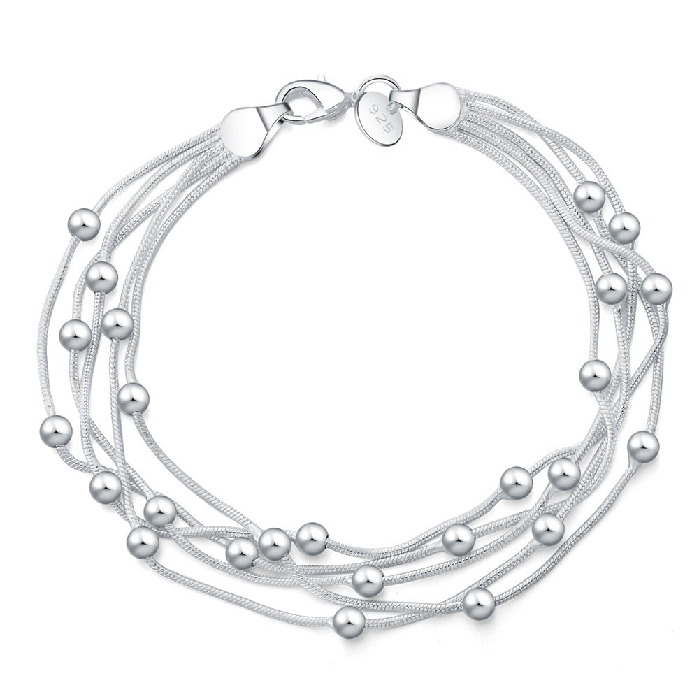 Peris Gems 3 Polished Silver Beads Bracelet for Women | Fashion Charm Bracelet Polished Silver Beads Bracelet for Women | Charm Bracelet SHEIN Amazon Temu