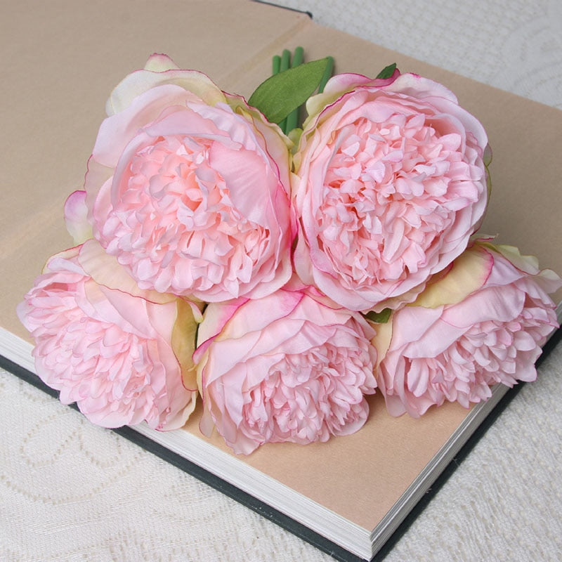 Peris Gems 3 Silk Bouquet Flower Arrangements | 5-Head Peony Flower Bridal Decorations Silk Bouquet Flower Arrangements | 5-Head Peony Flower SHEIN Amazon Temu