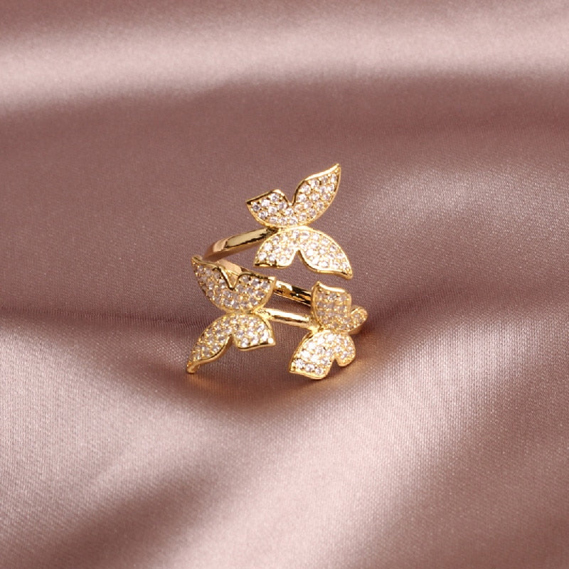 Peris Gems 3 Small Gold / Resizable Luxurious Diamond Butterfly Ring Collection for Women SHEIN Amazon Temu