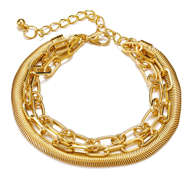 Peris Gems 3 Thick Chain-Link Bangle Bracelets for Women | 3pc Snake Chain SHEIN Amazon Temu