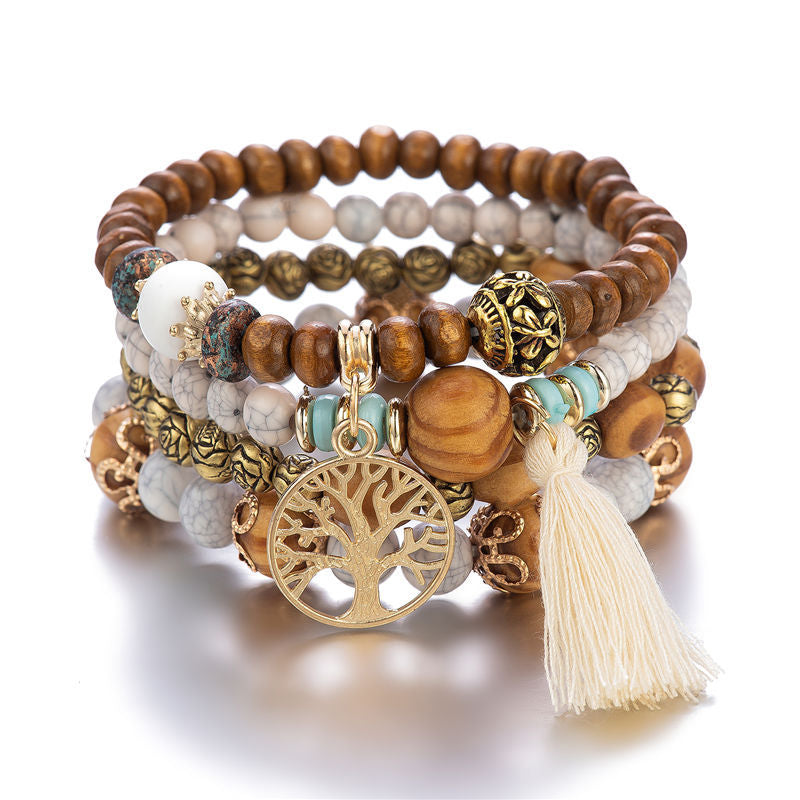 Peris Gems 3 Tree Of Life Charm Beaded Bracelet Set for Women | 4Pc Wood Beads Bracelet SHEIN Amazon Temu