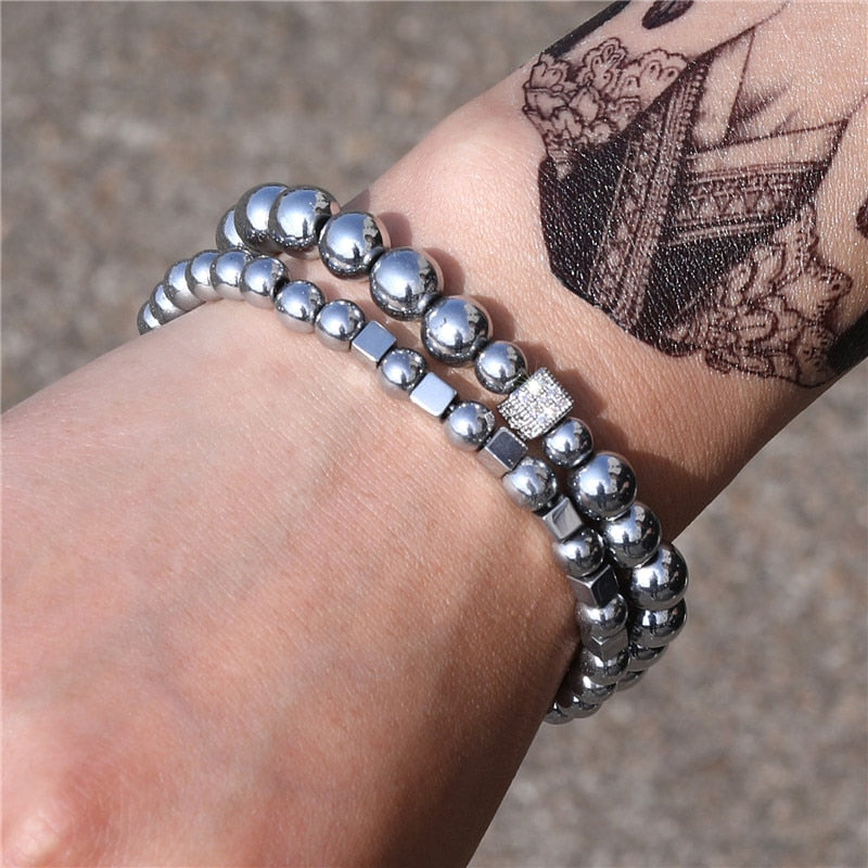Peris Gems 30 Micro Pave CZ 8mm Disco Ball Bracelet Unisex | 3pc Black Bracelet Charm Set SHEIN Amazon Temu