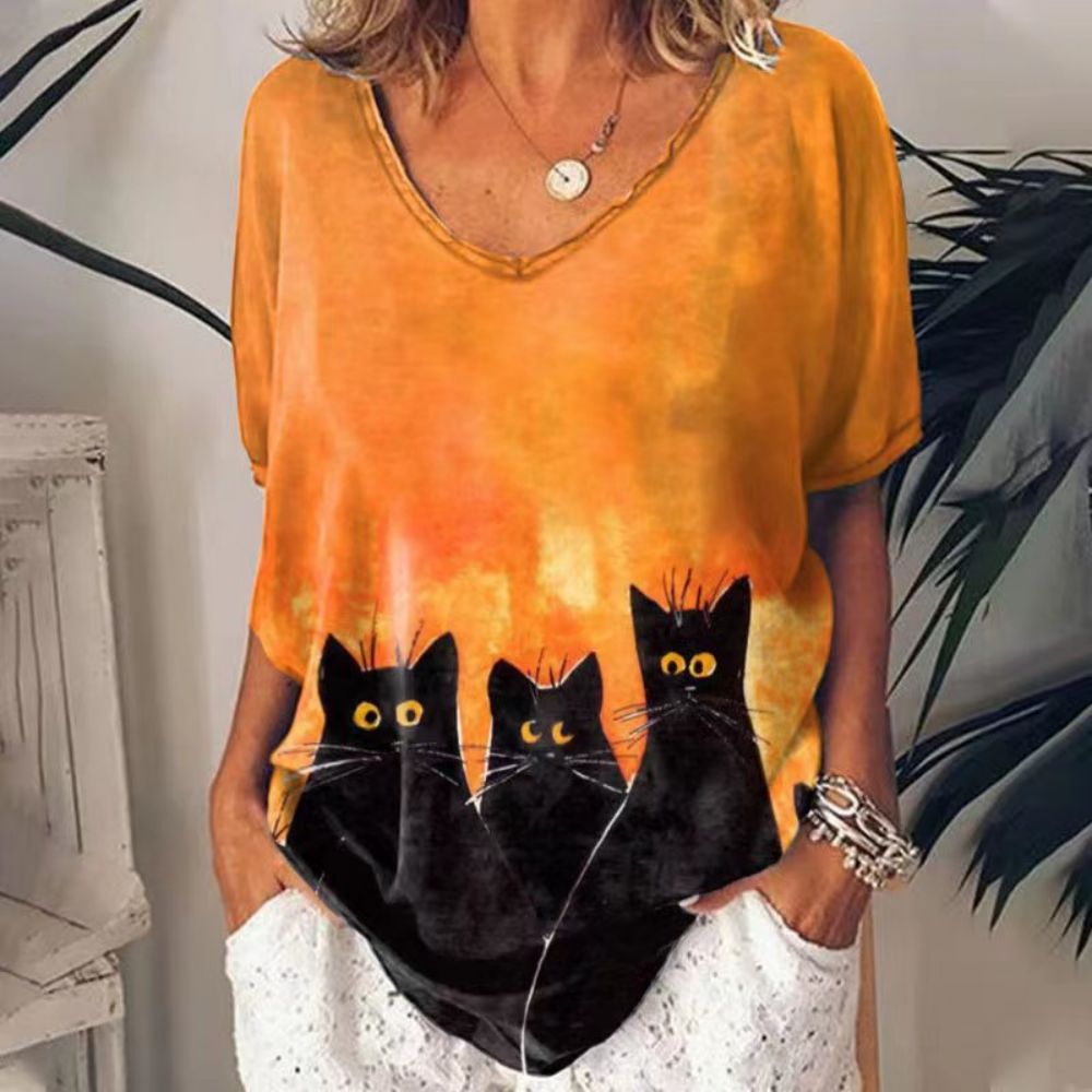Peris Gems 30 / S Retro Cat T-Shirt for Women| V-Neck Oversized Shirts SHEIN Amazon Temu