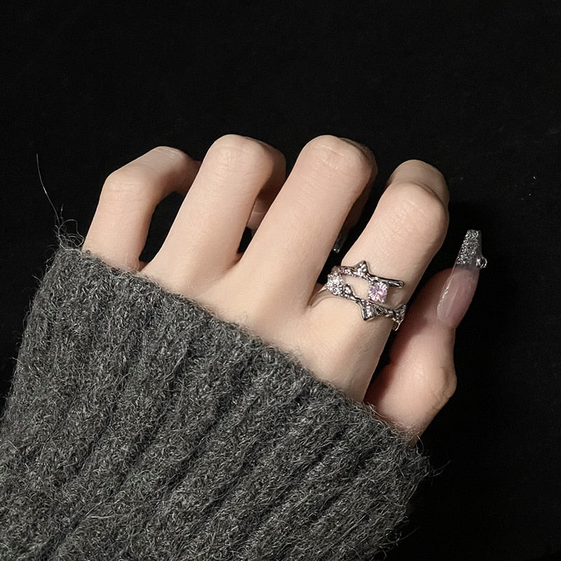 Peris Gems 33 Pink Heart Open Rings for Women | Silver Rings SHEIN Amazon Temu
