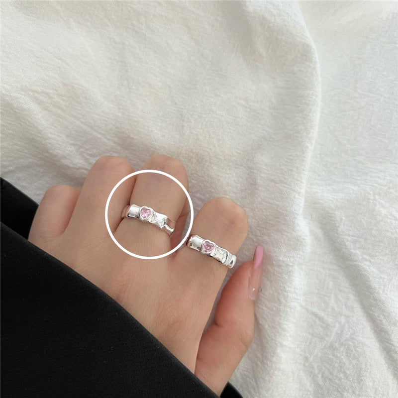Peris Gems 36 Pink Heart Open Rings for Women | Silver Rings SHEIN Amazon Temu