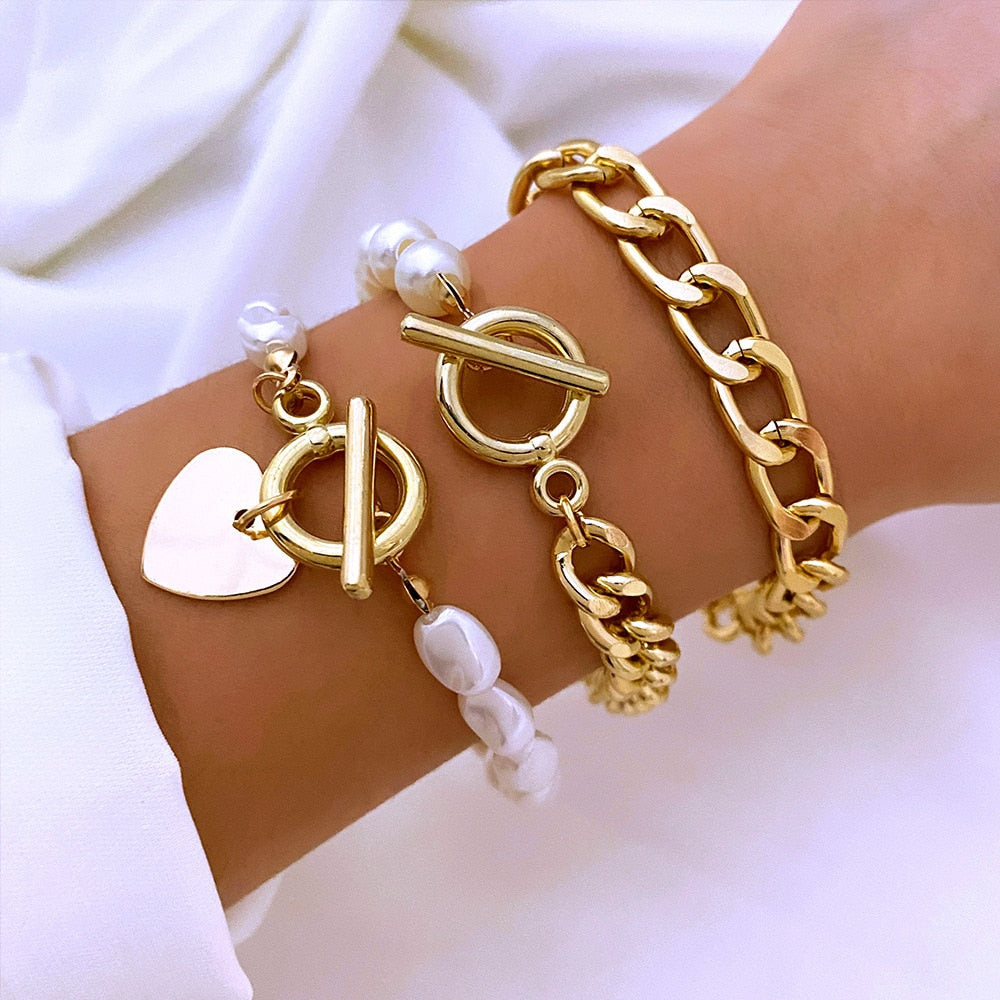 Peris Gems 36 Thick Chain-Link Bangle Bracelets for Women | 3pc Snake Chain SHEIN Amazon Temu