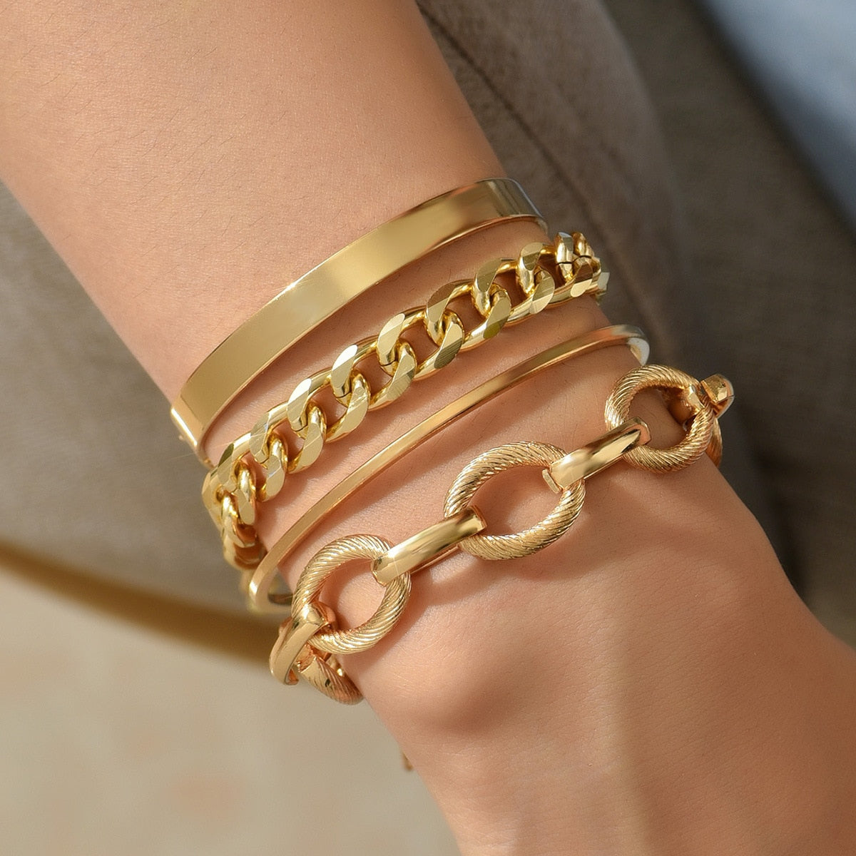 Peris Gems 37 Thick Chain-Link Bangle Bracelets for Women | 3pc Snake Chain SHEIN Amazon Temu