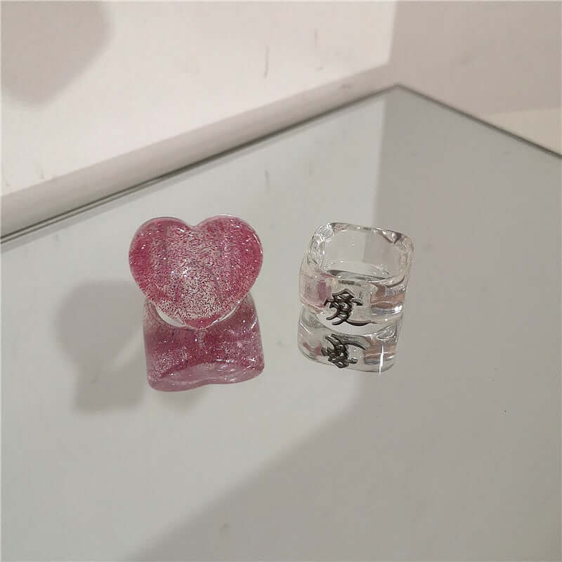 Peris Gems 38 Acrylic Candy Bear Heart Rings Collection for Women SHEIN Amazon Temu