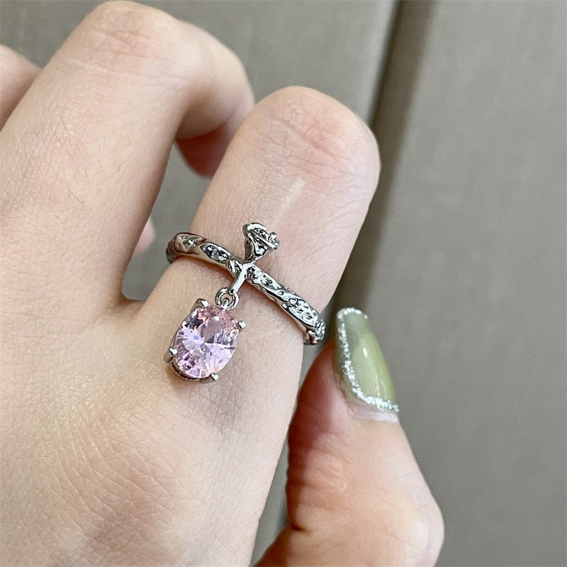 Peris Gems 38 Pink Heart Open Rings for Women | Silver Rings SHEIN Amazon Temu