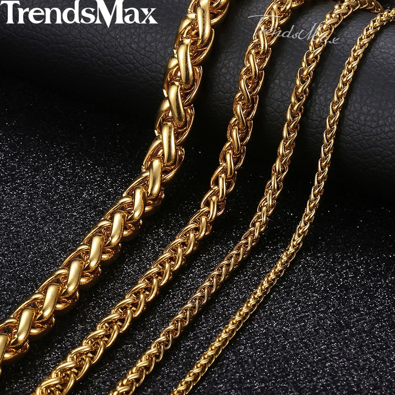Peris Gems 3mm / 18inch 45cm Woven 14K Gold Plated Wheat Twist Chain Necklace Unisex SHEIN Amazon Temu