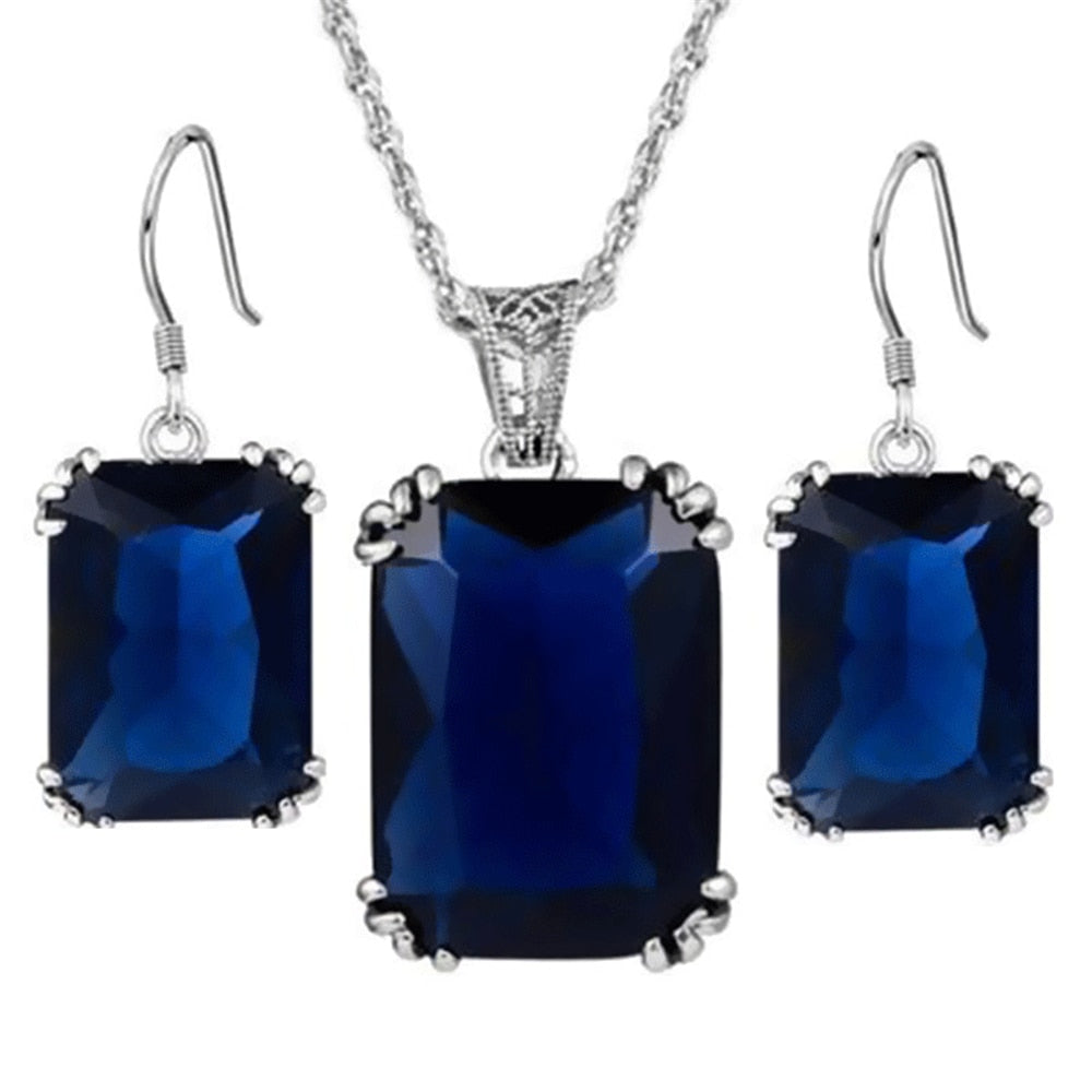 Peris Gems 3pc-Blue Double Heart Necklace Earrings Bracelet Jewelry Set SHEIN Amazon Temu