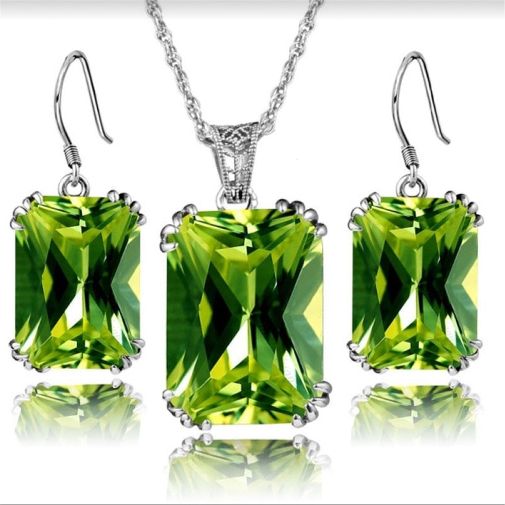 Peris Gems 3pc-Green Double Heart Necklace Earrings Bracelet Jewelry Set SHEIN Amazon Temu