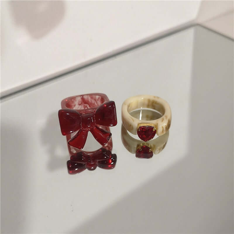 Peris Gems 4 Acrylic Candy Bear Heart Rings Collection for Women SHEIN Amazon Temu