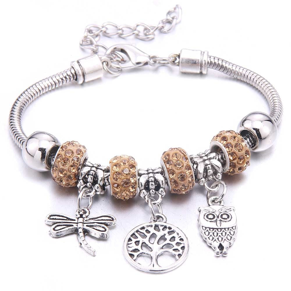 Peris Gems 4 Bead Yellow Dragonfly & Owl Pendants Crystal Charm Bracelets | Beads Bracelet for Women Dragonfly & Owl Pendants Crystal Charm Bracelets SHEIN Amazon Temu