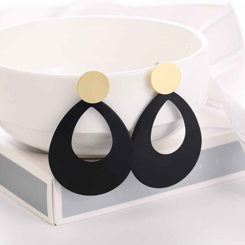 Peris Gems 4 Black and Golden Drop Earrings for Women | Hollow Dangle Earrings for Women SHEIN Amazon Temu