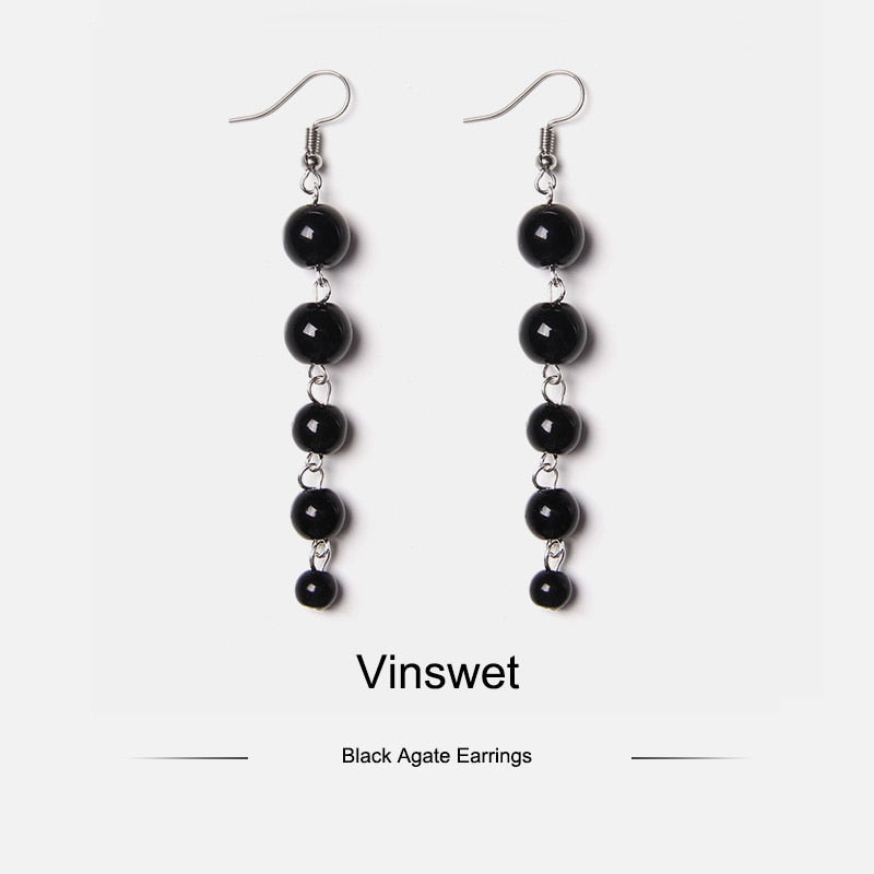 Peris Gems 4 Black Onyx Long Beads Tassel Earrings for Women SHEIN Amazon Temu