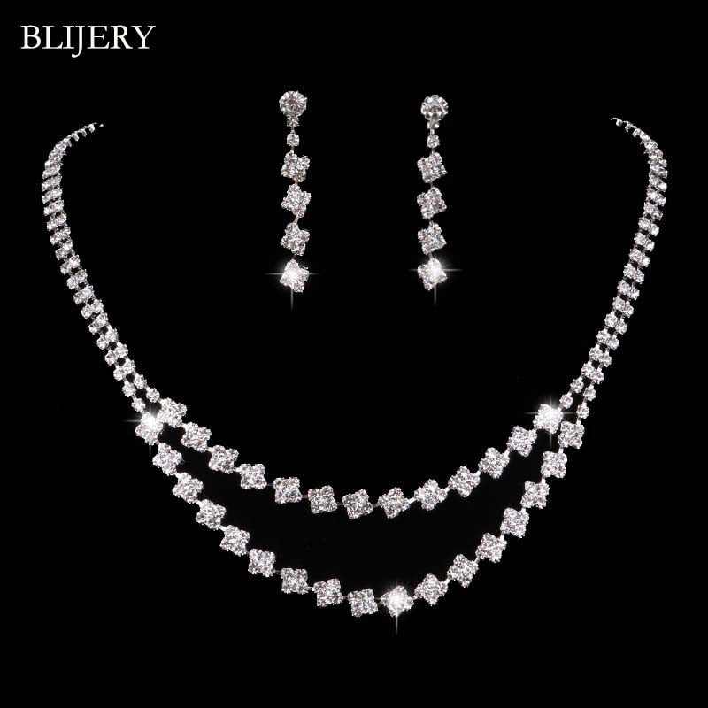 Peris Gems 4 Bridesmaid Bridal Jewelry Set | Silver Diamond Necklace and Earrings Set for Women Bridesmaid Bridal Jewelry Set | Silver Diamond SHEIN Amazon Temu