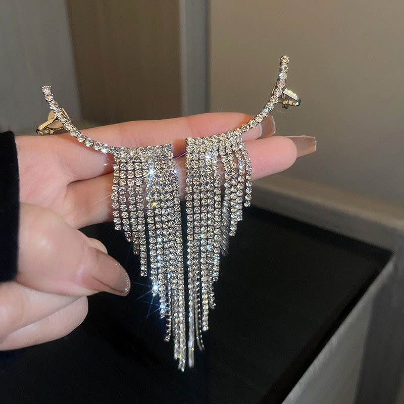 Peris Gems 4 Diamond Tassel Earrings for Women | Silver Heart Diamond Tassel Earrings for Women | Quality Silver Heart SHEIN Amazon Temu