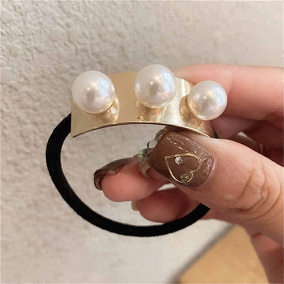Peris Gems 4 Gold Pearl Elastic Rope Hair Ties for Women SHEIN Amazon Temu