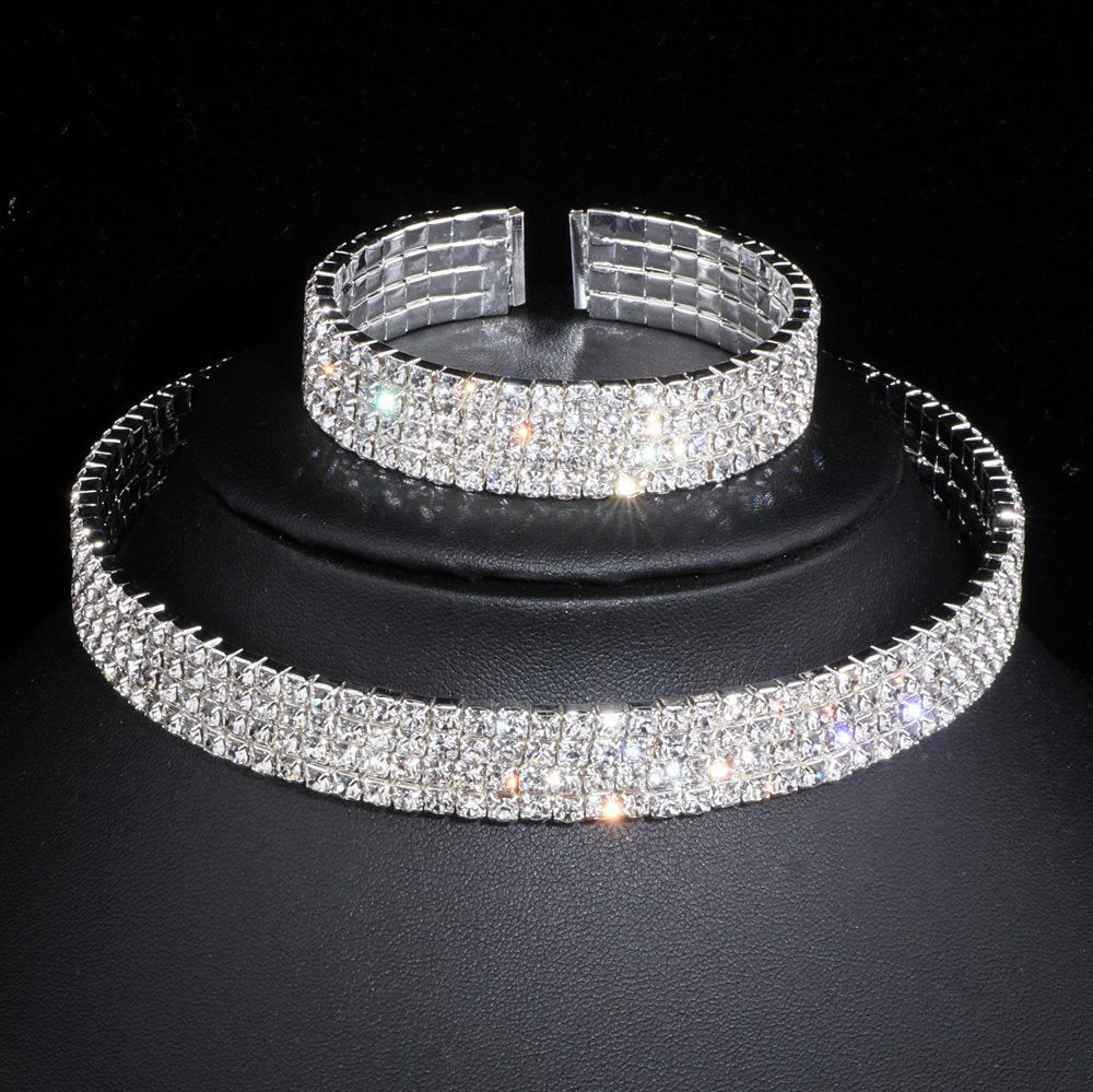 Peris Gems 4 Lays Crystal Tassel Bridal Jewelry Sets for Women | Diamond Wedding Set Crystal Tassel Bridal Jewelry Sets for Women | Wedding Set SHEIN Amazon Temu