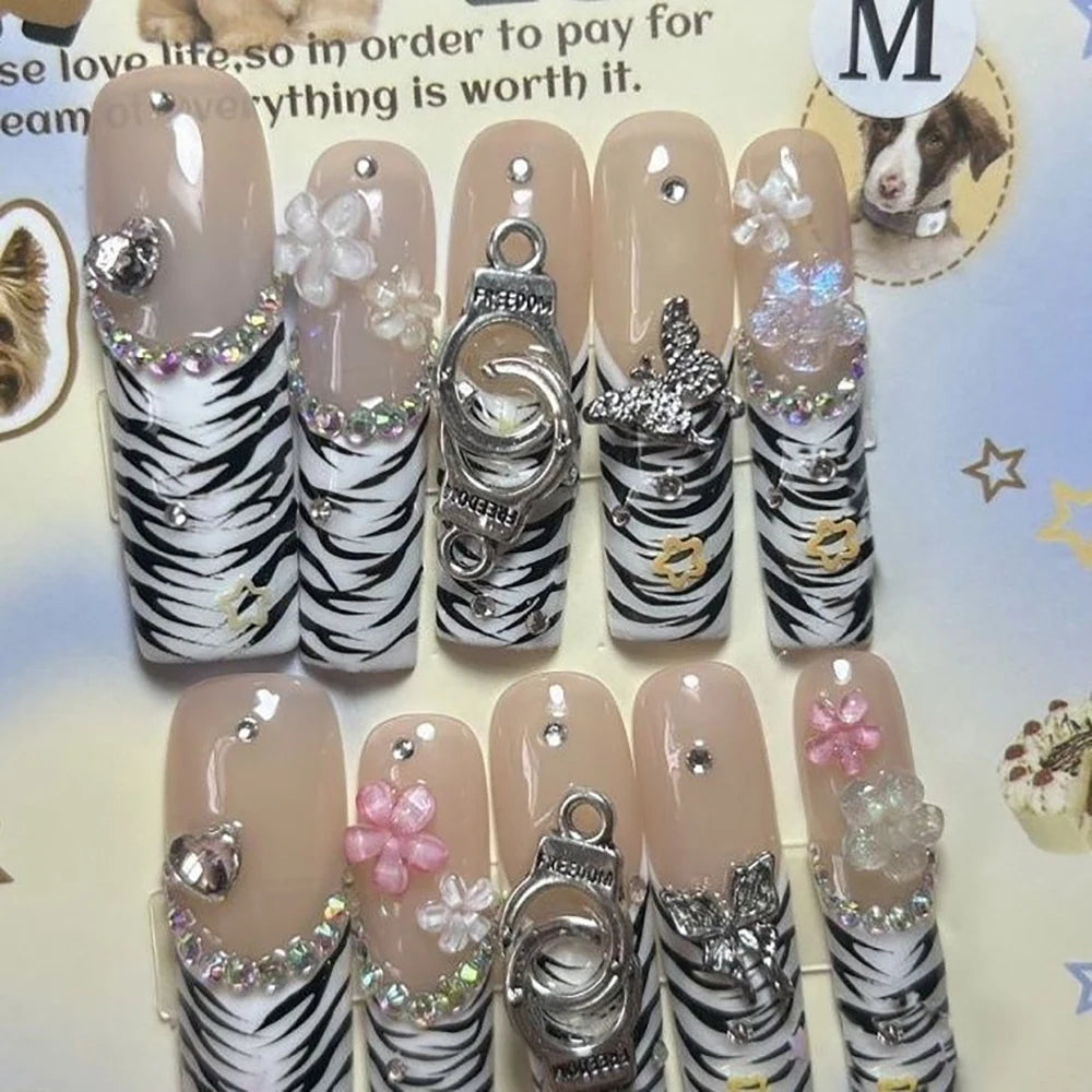 Peris Gems 4 / S-15-11-12-11-9 10Pcs Y2K Heavy Industry Sanrio Hello Kitty Handmade Fake Nail 3D Metal Handcuffs Butterfly Long Square Xl Full Fake Nail 10Pcs Y2K Heavy Industry Sanrio Hello Kitty Handmade Fake Nail 3D Metal Handcuffs Butterfly Long Square Xl Full Fake Nail SHEIN Amazon Temu