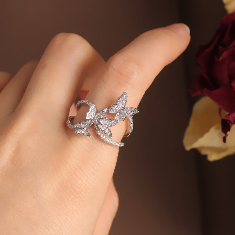 Peris Gems 4 Silver / Resizable Luxurious Diamond Butterfly Ring Collection for Women SHEIN Amazon Temu