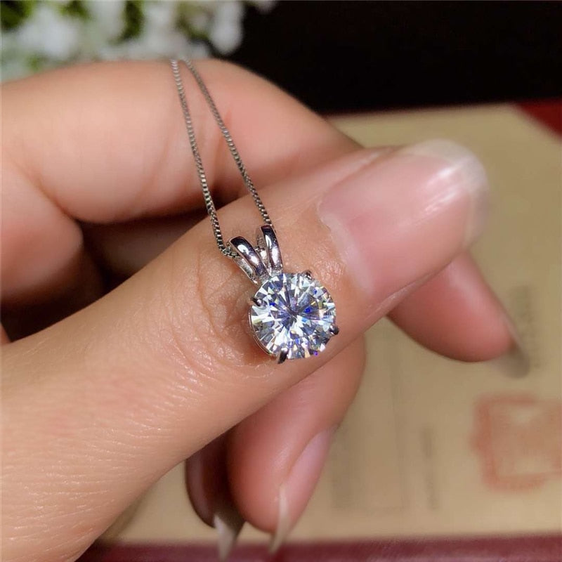 Peris Gems 40cm Round Solitaire Diamond Pendant Necklace for Women | Silver Diamond Necklace Round Solitaire Diamond Pendant Necklace for Women | Silver SHEIN Amazon Temu