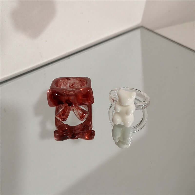 Peris Gems 41 Acrylic Candy Bear Heart Rings Collection for Women SHEIN Amazon Temu