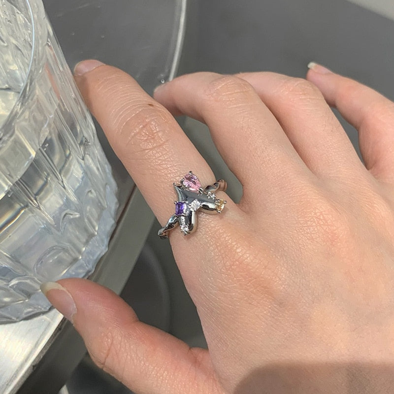 Peris Gems 41 Pink Heart Open Rings for Women | Silver Rings SHEIN Amazon Temu