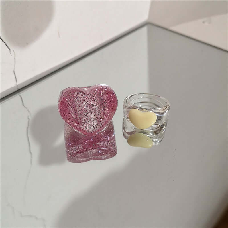 Peris Gems 42 Acrylic Candy Bear Heart Rings Collection for Women SHEIN Amazon Temu