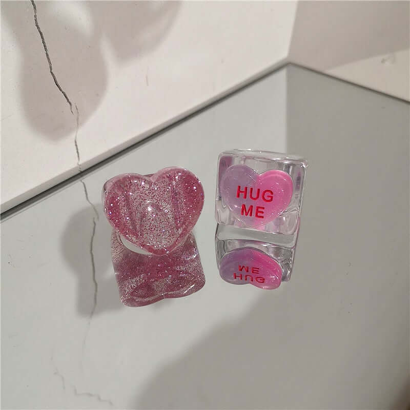 Peris Gems 43 Acrylic Candy Bear Heart Rings Collection for Women SHEIN Amazon Temu