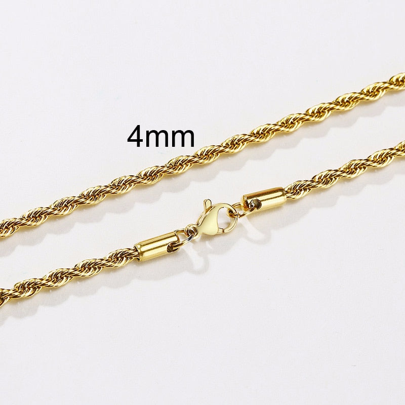 Peris Gems 4mm 1 / 16 inch Twist Rope Chain Necklace for Men | Stainless Steel Chain SHEIN Amazon Temu