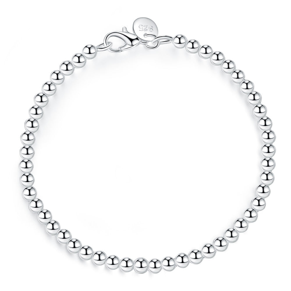 Peris Gems 4MM beads Polished Silver Beads Bracelet for Women | Fashion Charm Bracelet Polished Silver Beads Bracelet for Women | Charm Bracelet SHEIN Amazon Temu