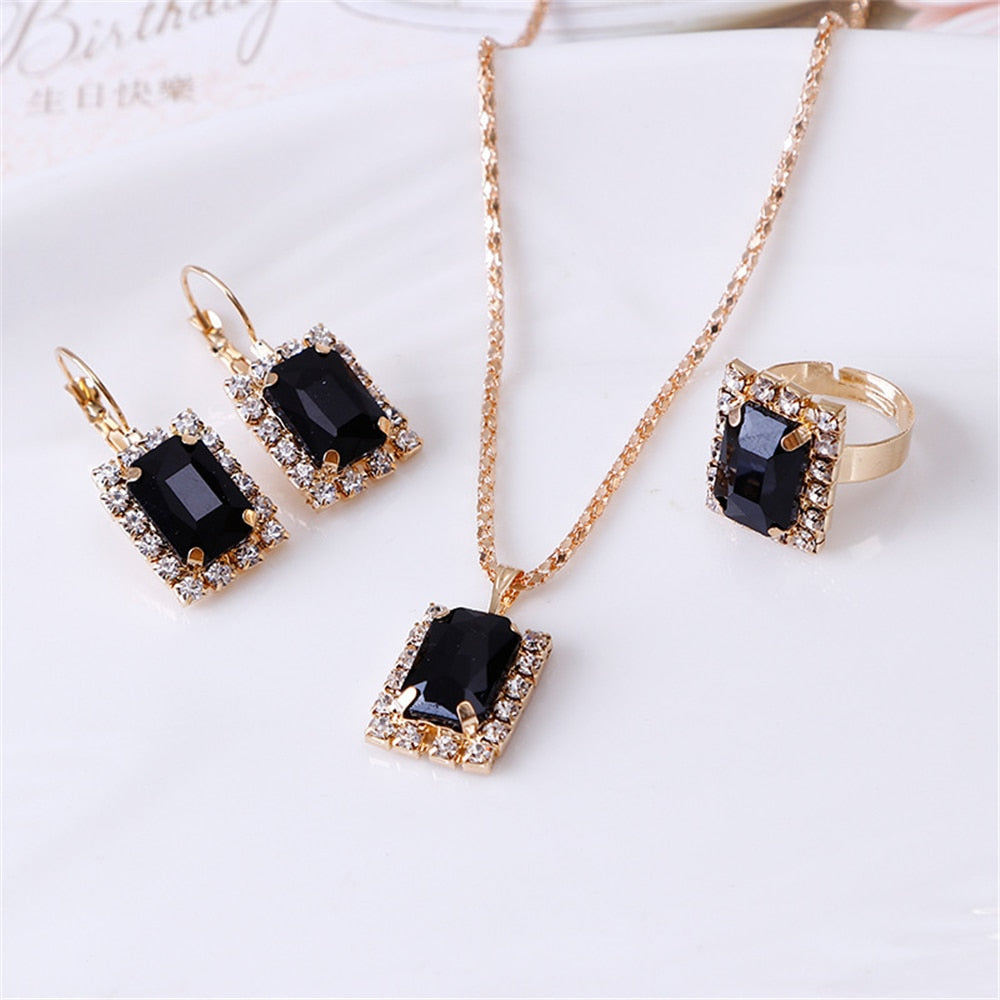 Peris Gems 4pc-Black Double Heart Necklace Earrings Bracelet Jewelry Set SHEIN Amazon Temu