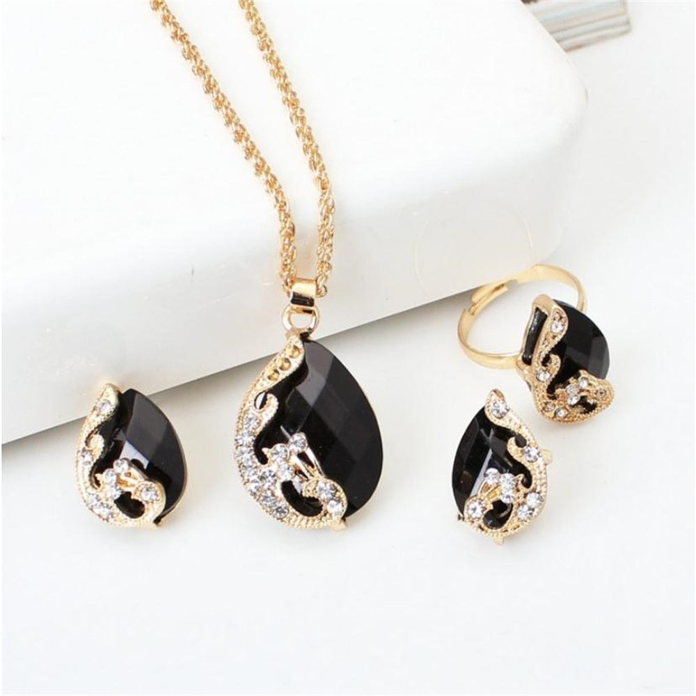 Peris Gems 4pc-black Double Heart Necklace Earrings Bracelet Jewelry Set SHEIN Amazon Temu