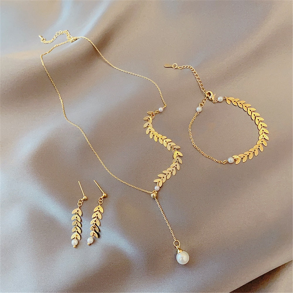 Peris Gems 4Pc-gold Double Heart Necklace Earrings Bracelet Jewelry Set SHEIN Amazon Temu