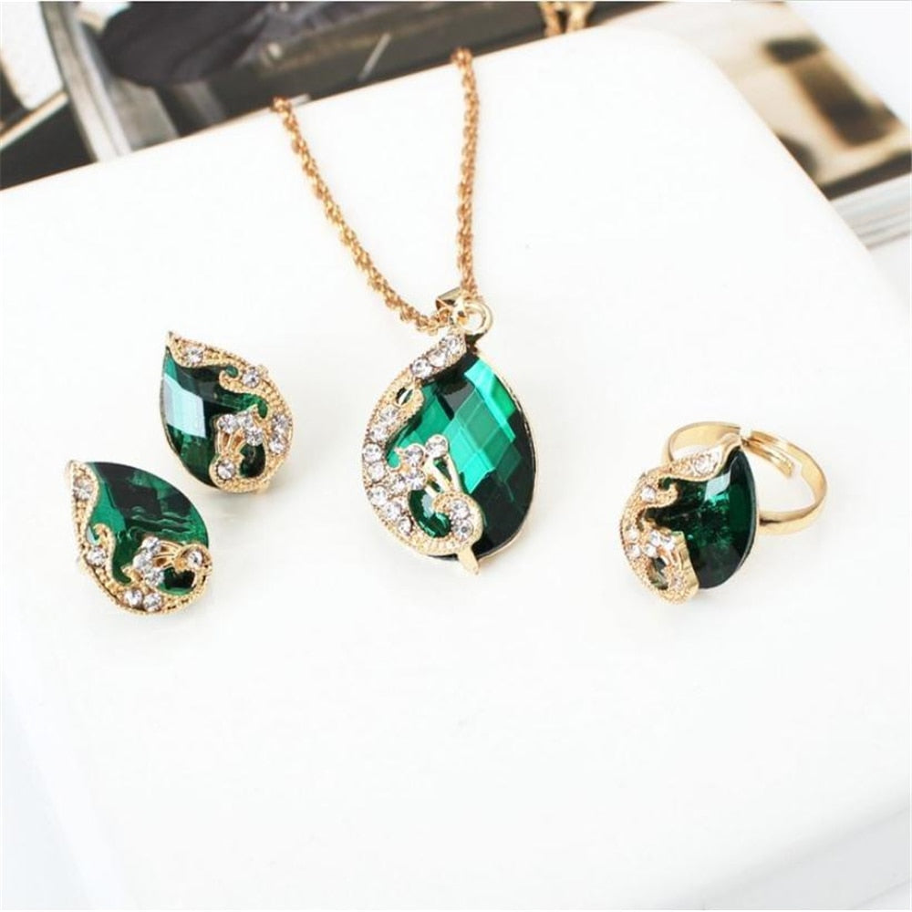Peris Gems 4pc-green Double Heart Necklace Earrings Bracelet Jewelry Set SHEIN Amazon Temu