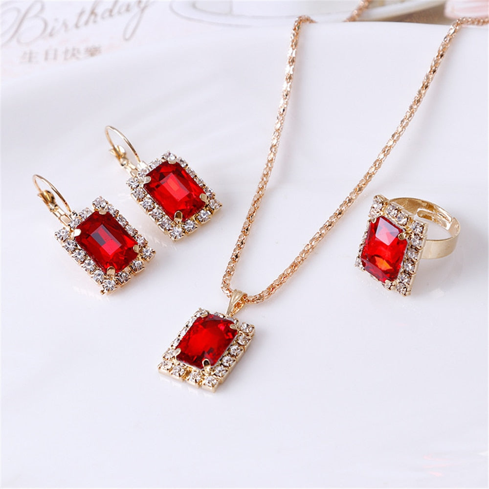 Peris Gems 4pc-Red Double Heart Necklace Earrings Bracelet Jewelry Set SHEIN Amazon Temu