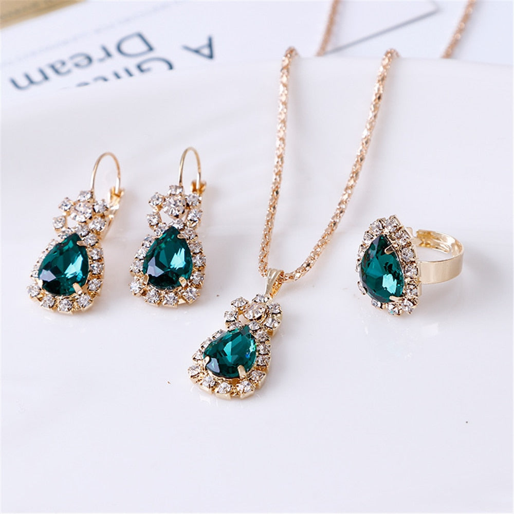 Peris Gems 4Pcs-Green Double Heart Necklace Earrings Bracelet Jewelry Set SHEIN Amazon Temu