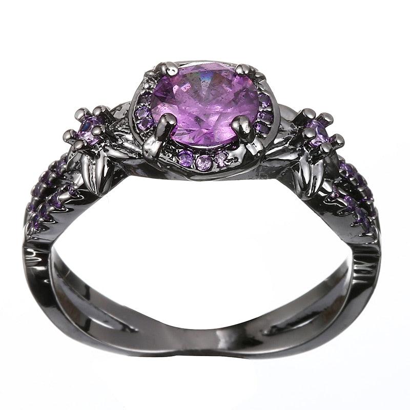 Peris Gems 5 / Amethyst crystal Black Plated Natural Crystal Birthstone Ring for Women | Opal Diamond Silver Wedding Ring SHEIN Amazon Temu