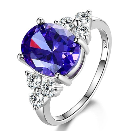 Peris Gems 5 / Amethyst Prong Gemstone Rings for Women | Sterling Silver Oval Champagne Rings SHEIN Amazon Temu