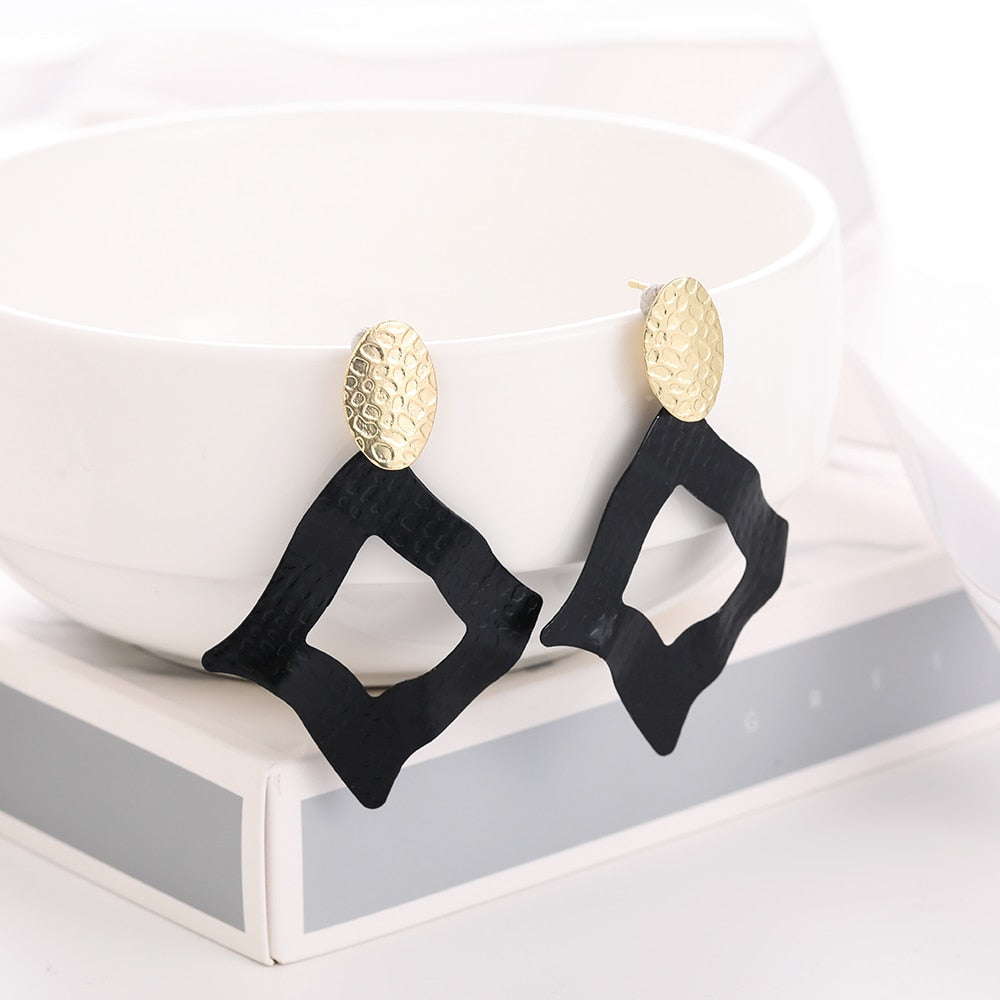 Peris Gems 5 Black and Golden Drop Earrings for Women | Hollow Dangle Earrings for Women SHEIN Amazon Temu