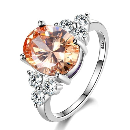Peris Gems 5 / champagne Prong Gemstone Rings for Women | Sterling Silver Oval Champagne Rings SHEIN Amazon Temu
