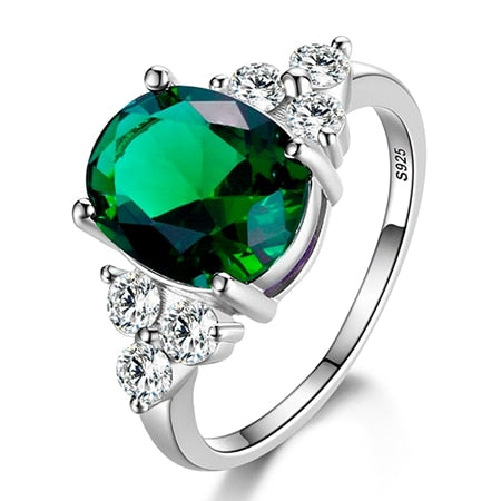 Peris Gems 5 / Emerald Prong Gemstone Rings for Women | Sterling Silver Oval Champagne Rings SHEIN Amazon Temu