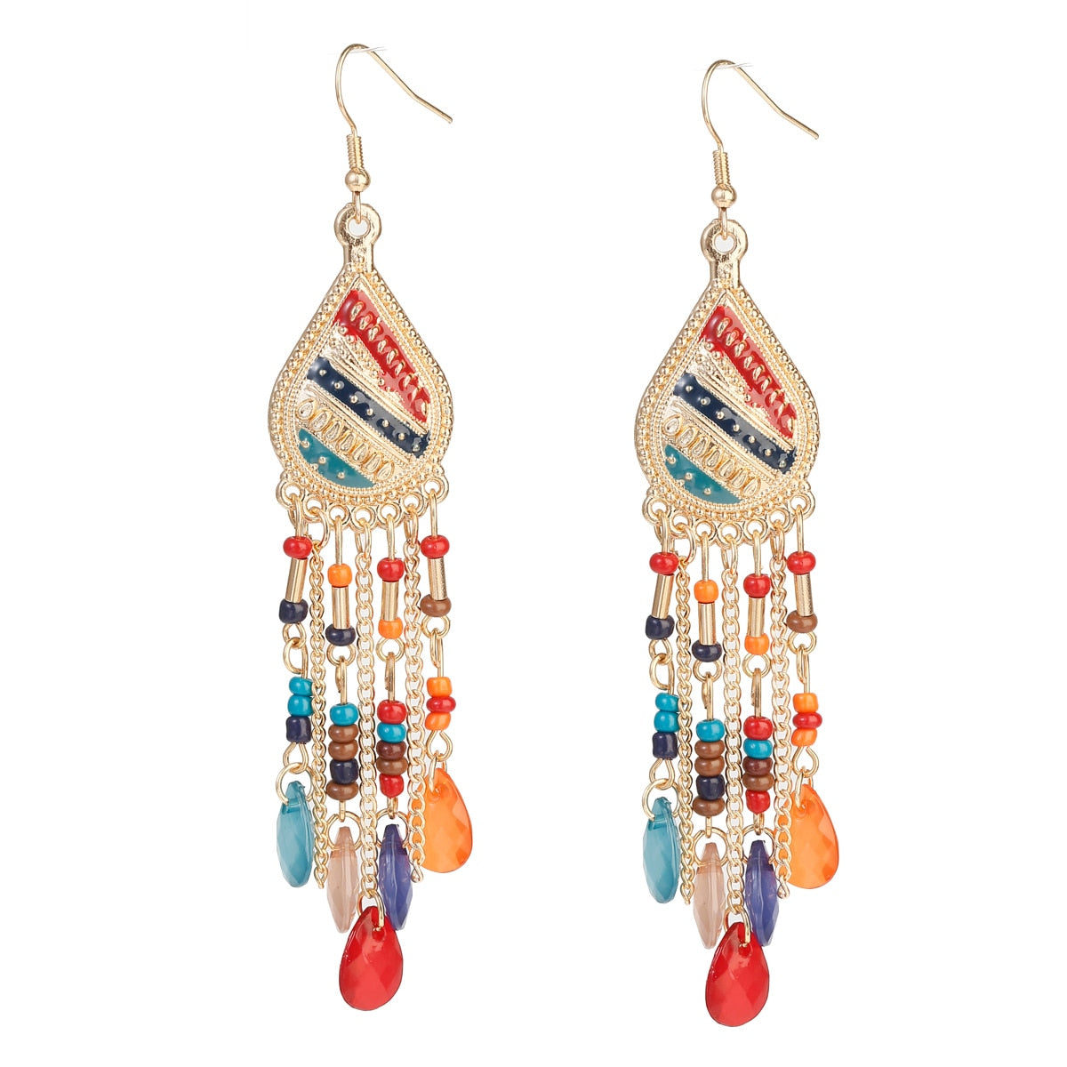 Peris Gems 5 Gold Beaded Long Tassel Earrings for Women | Crystal Dangle Earrings SHEIN Amazon Temu