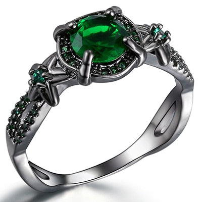 Peris Gems 5 / Green crystal Black Plated Natural Crystal Birthstone Ring for Women | Opal Diamond Silver Wedding Ring SHEIN Amazon Temu